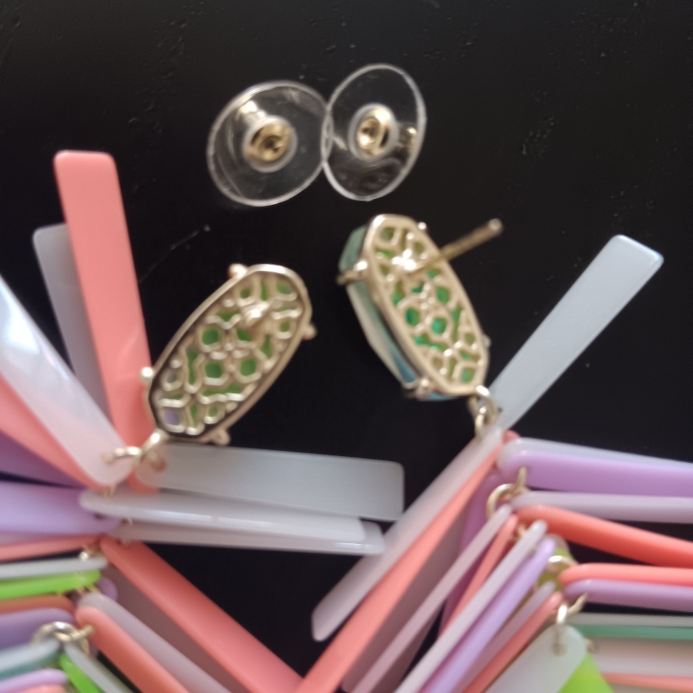 Kendra Scott Jasper Pastel Mix Fringe Drop Earrings Retro Multicolor - Picture 5 of 8